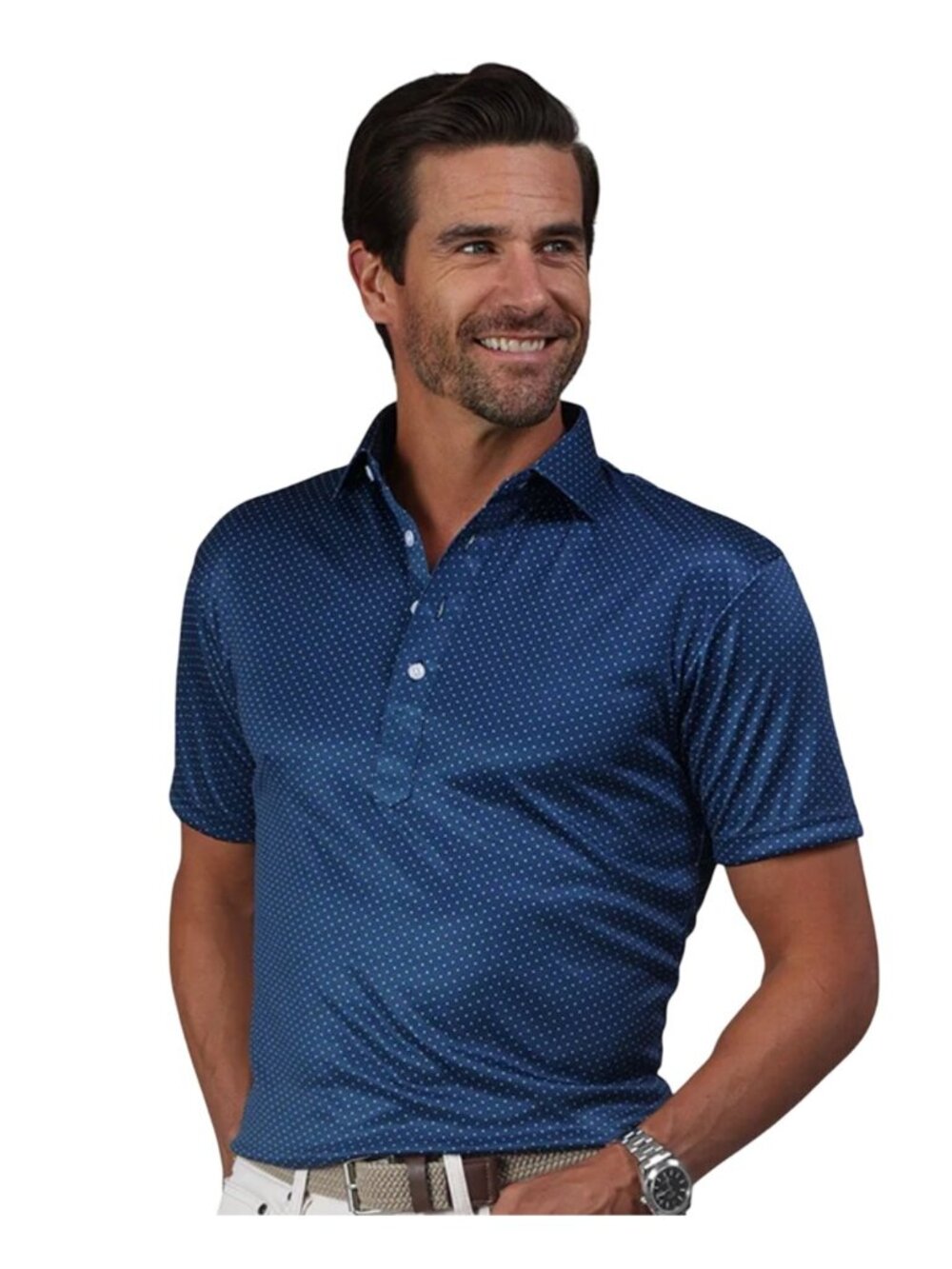 Collars‎ & Co Semi-Spread Collar Polo Short Sleeve Blue Polka Dot